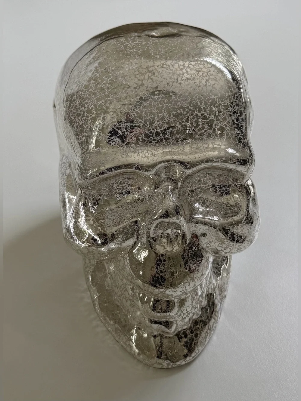 Rare POTTERY BARN Skull Halloween Mercury Glass Skeleton Tabletop Decor RETIRED